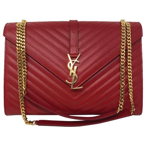 ysl large envelope chain bag red|YSL shoulder bag beige.